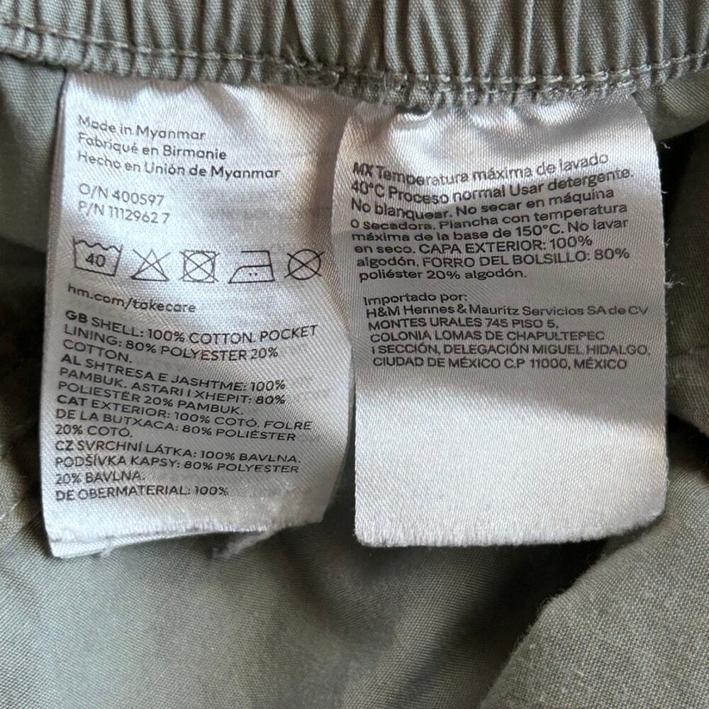Parachute Utility Pants Wide Leg Gorpcore Cotton Pull On Sage Green Women L - Picture 4 of 8